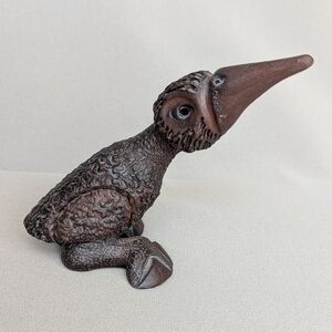 Ernesto Silva (1938) Signed Patinated Clay Stylized Bird Sculpture Figurine